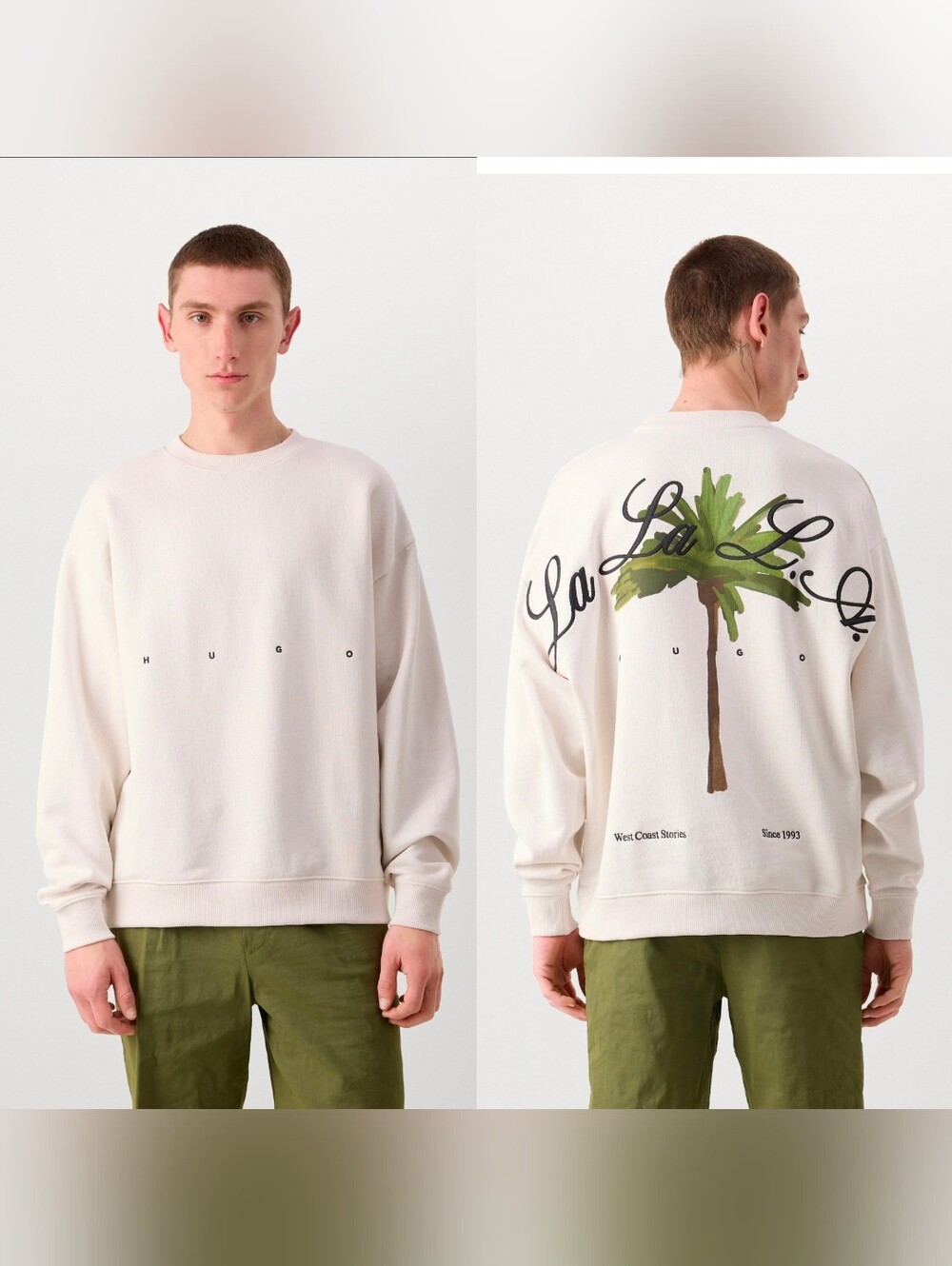 $148 Hugo Boss Mens Dutap Oversized-Fit Texture Sweatshirt